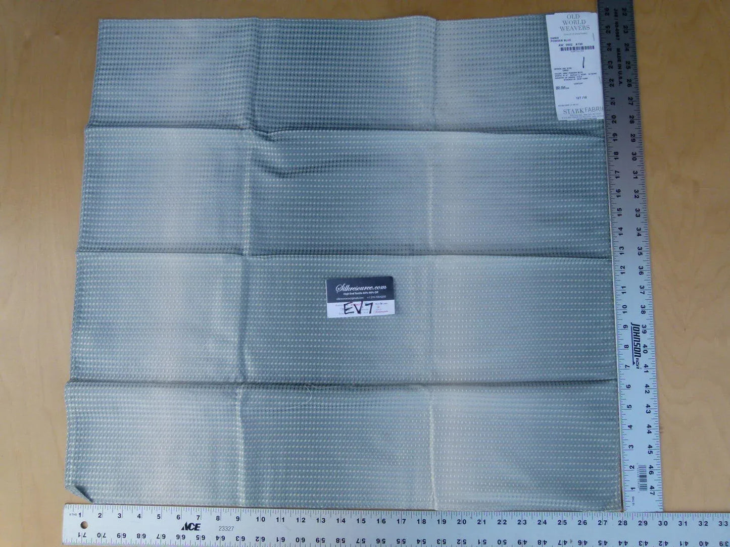 10 Ev7 Scalamandre Showroom Sample Square Dario Powder Blue Geometric Stripe Silk Cotton Per Piece