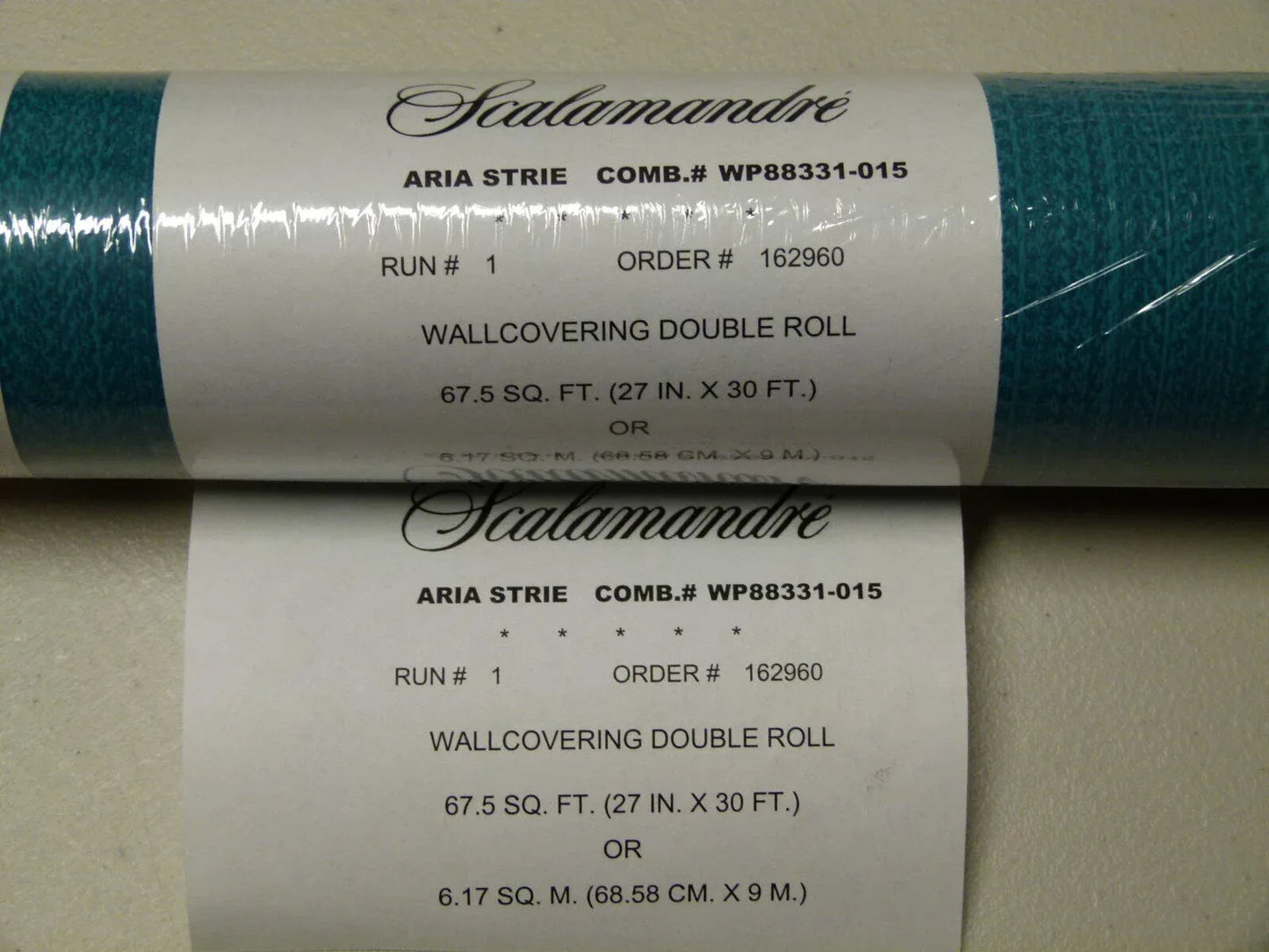 Aria Strie Peacock Blue Wallpaper Scalamandre 5 Yards Single Roll MSRP USD 126/single Roll