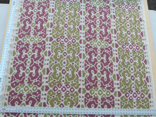 Scalamandre Tropical Ikat Bali Roses And Moss Red Pink And Green MSRP USD 270/y