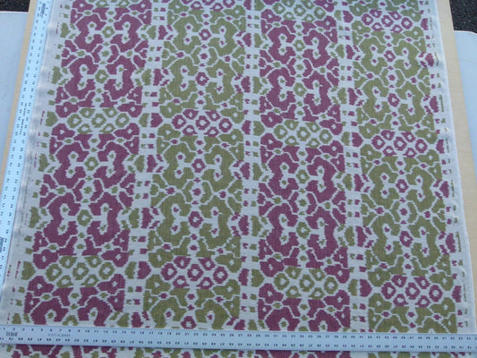 Scalamandre Tropical Ikat Bali Roses And Moss Red Pink And Green MSRP USD 270/y