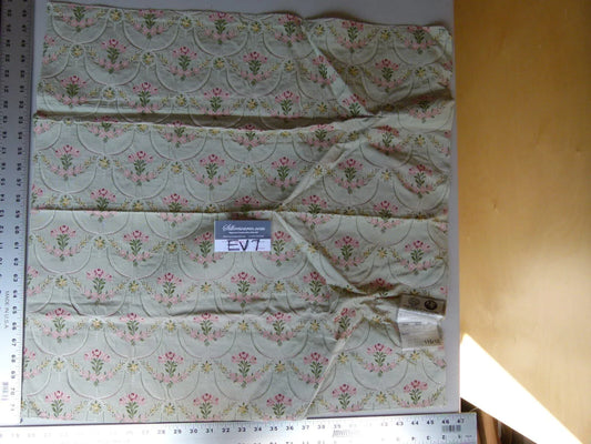 30 Ev7 Scalamandre Showroom Sample Square Pompadour Lampas Multi Beige Floral #2