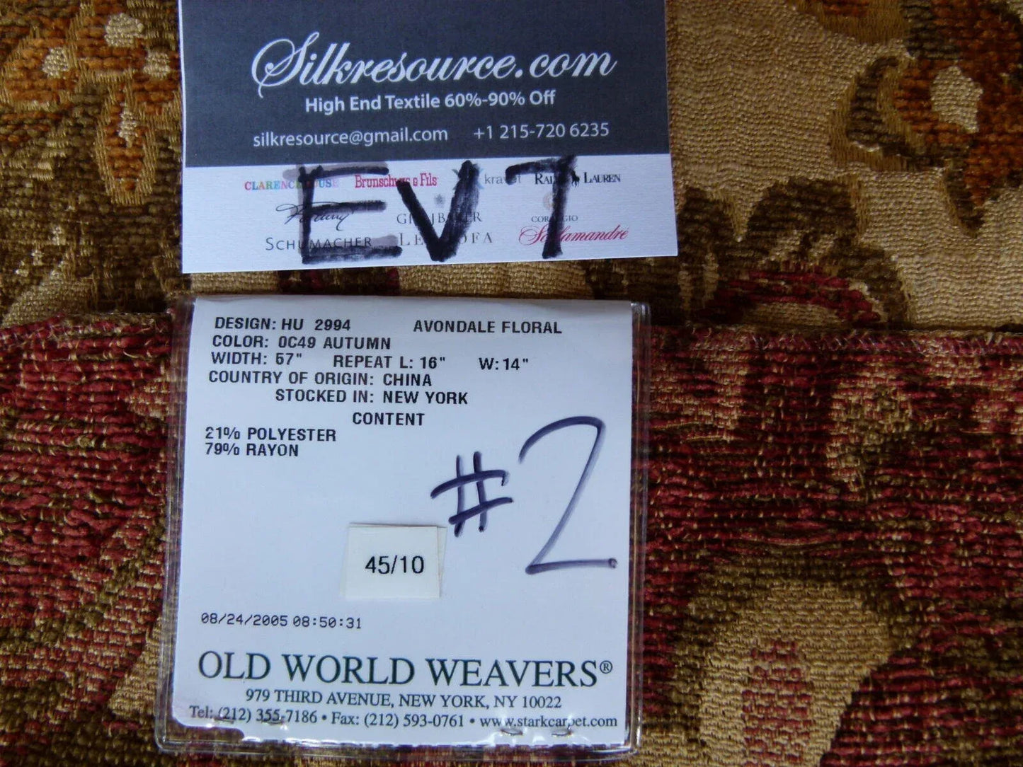 35 Ev7 Scalamandre Showroom Sample Square Avondale Floral Autumn #2