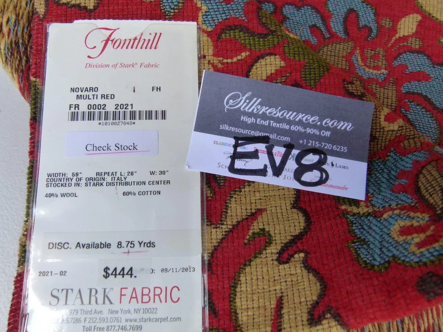 2 Ev8 Scalamandre Showroom Sample 32"x26" Novaro Tapestry Wool Multi Red Thick MSRP USD 596Y