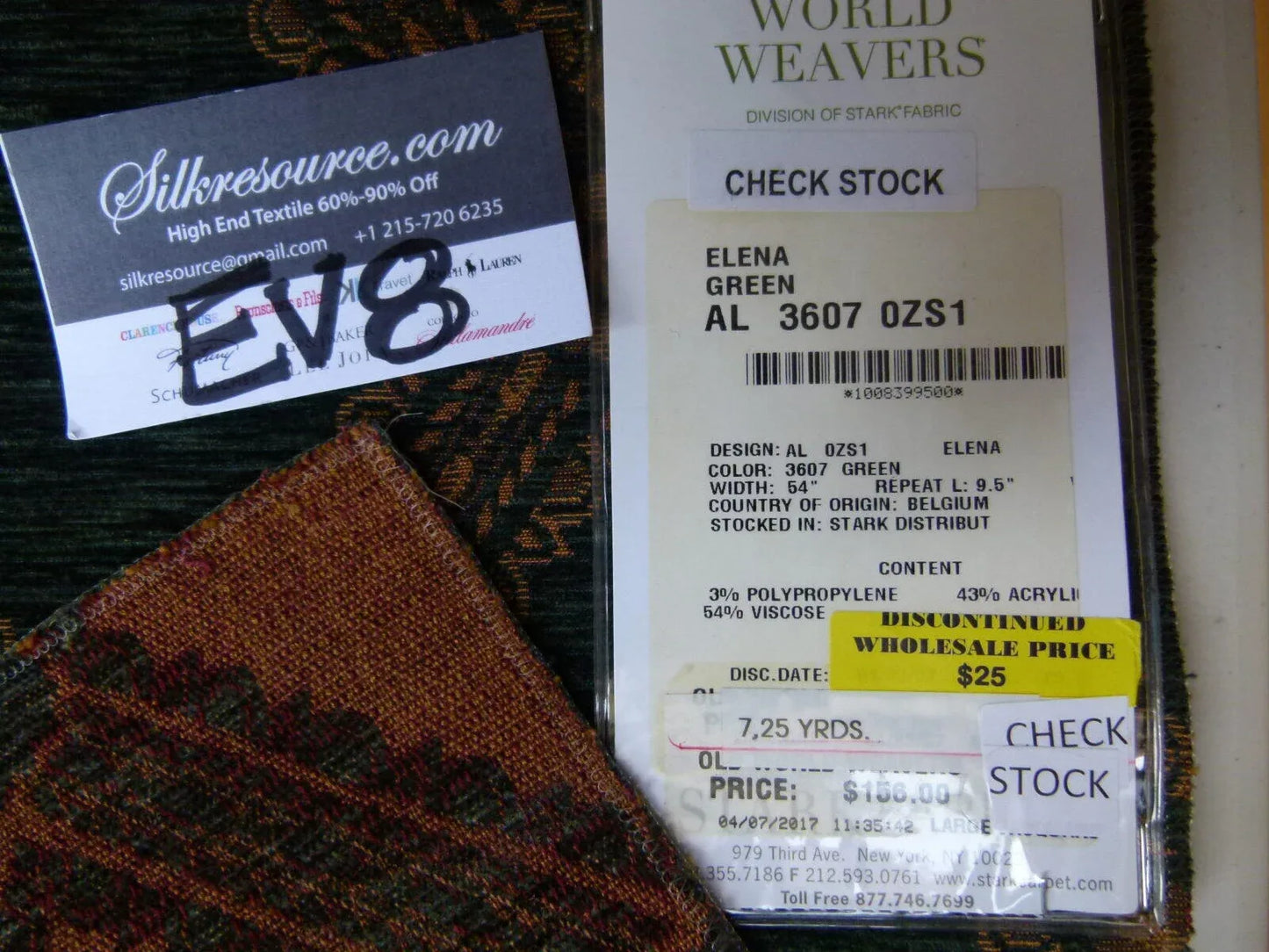 9 Ev8 Scalamandre Showroom Sample Square Elena Green Brown Geometric Lattice