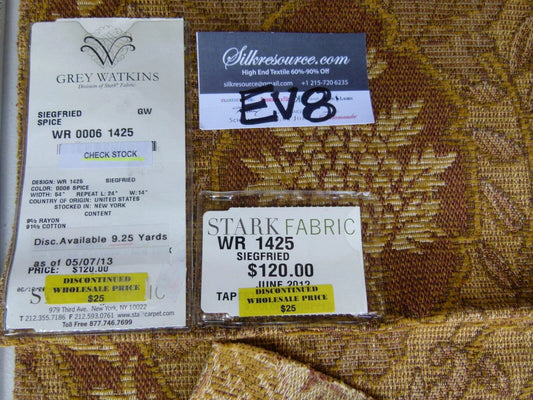 14 Ev8 Scalamandre Showroom Sample 32"x26" Siegfried Spice Brown Gold Floral Foliage