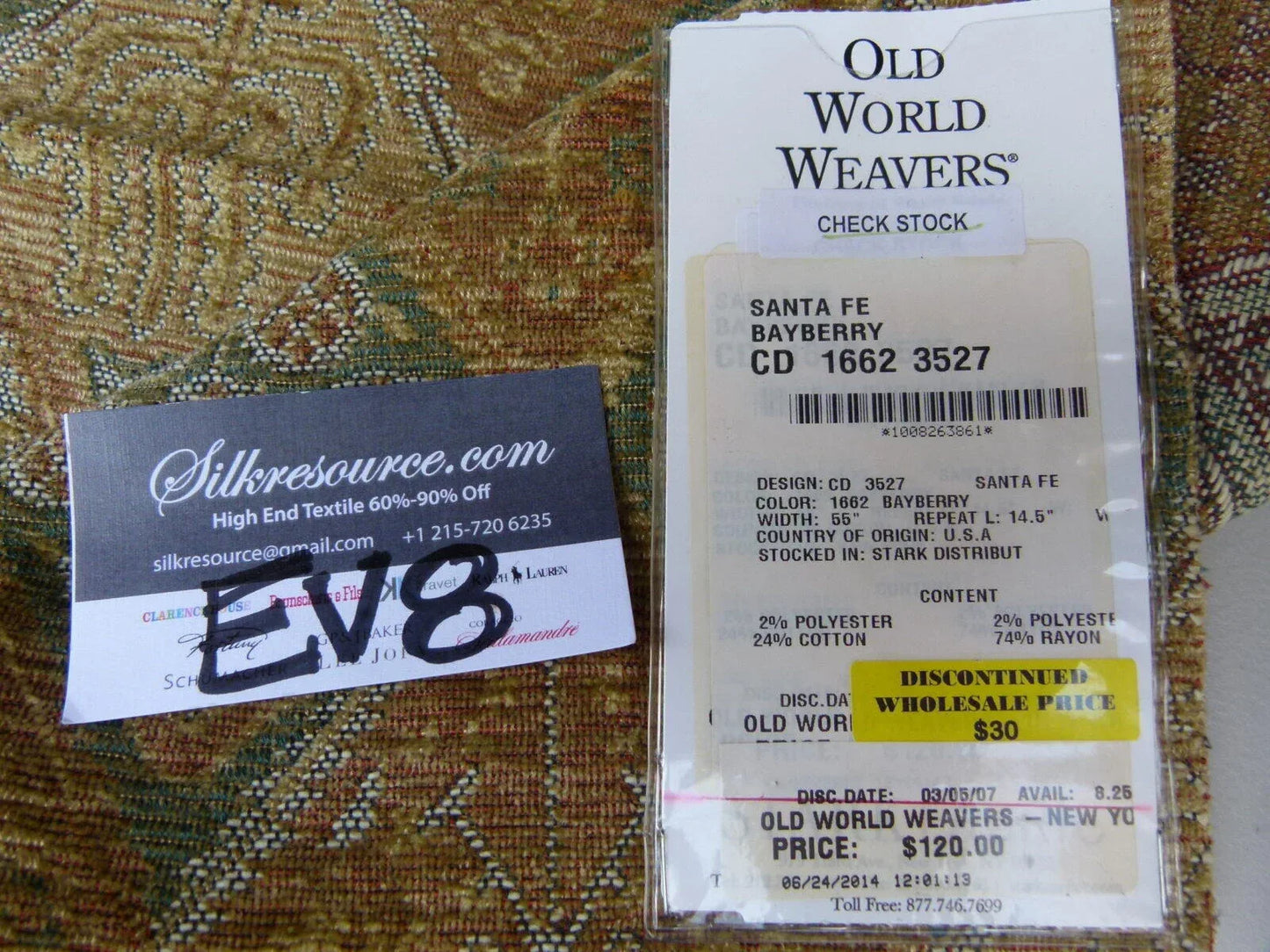20 Ev8 Scalamandre Showroom Sample Square Santa Fe Bayberry Brown Green Tan MSRP USD 120/Y