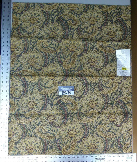 26 Ev8 Scalamandre Showroom Sample 32"x26" Slovakia Turquoise Tan Paisley MSRP USD 144/Y