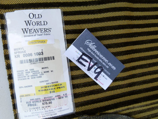 5 Ev9 Scalamandre Showroom Sample Square Meryl Spruce Green Tan Woven Stripe