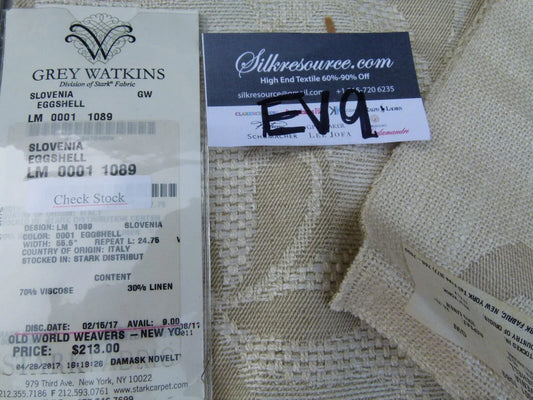 17 Ev9 Scalamandre Showroom Sample Square Slovenia Eggshell Floral MSRP USD 213/Y