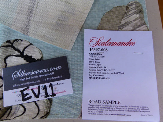 1 Ev11 Scalamandre Showroom Sample Square Coquina Seashell Linen Print
