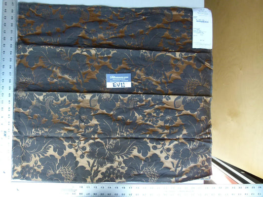 3 Ev11 Scalamandre Showroom Sample Square Damais Ebony 100% Silk Floral Black Brown