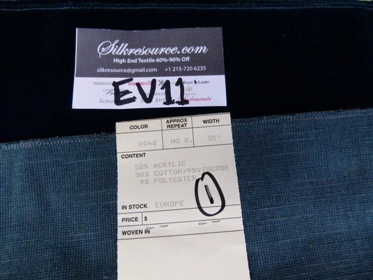 7 Ev11 Scalamandre Showroom Sample 28"x13" Ocean Blue Velour Per Piece
