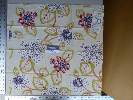 11 Ev11 Scalamandre Showroom Sample Square Miranda Red Violet Purple Cotton Embroidery Floral #1 MSRP USD646/Yard