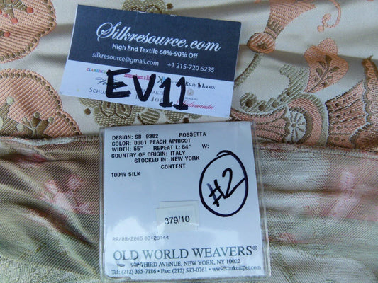 53 Ev11 Scalamandre Showroom Sample Square Old World Weavers Rossetta Peach Apricot Cream 100% Silk Floral #2 MSRP 1200/Y