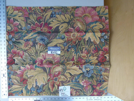 56 Ev11 Scalamandre Showroom Sample Square Flanders Banquet Floral Tapestry Pink Blue Tan #1