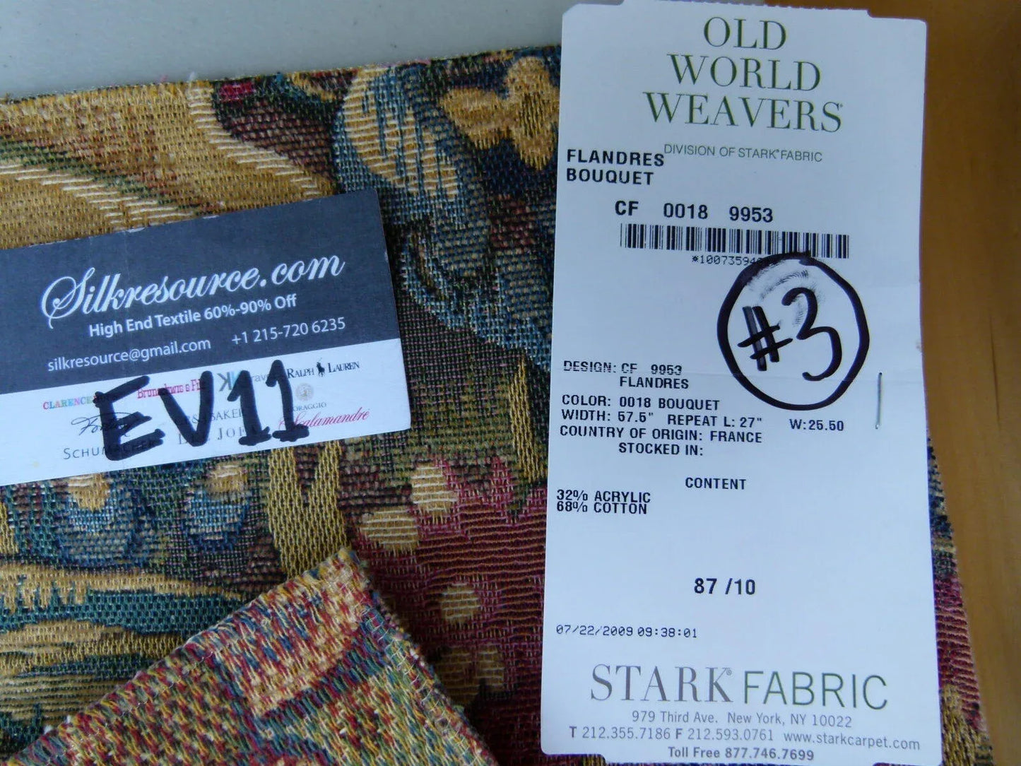 58 Ev11 Scalamandre Showroom Sample Square Flanders Banquet Floral Tapestry Pink Blue Tan #3