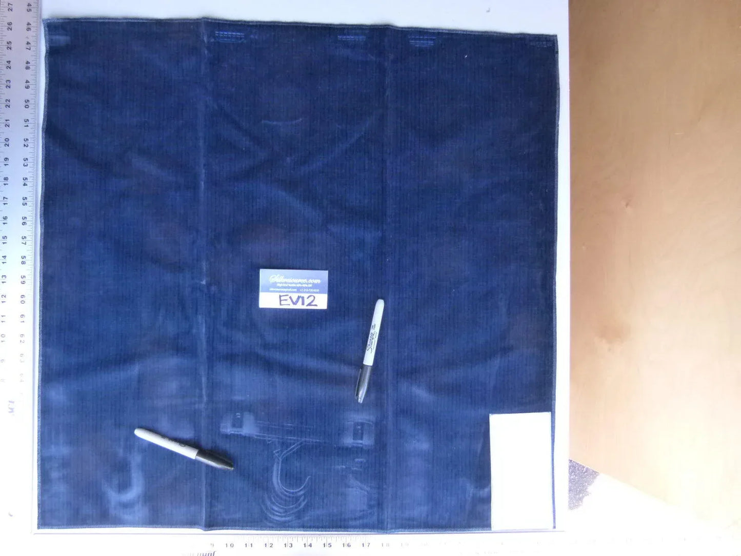 9 Ev12 Scalamandre Showroom Sample Square Strie Amboise Midnight Blue Velvet (minor Defect)