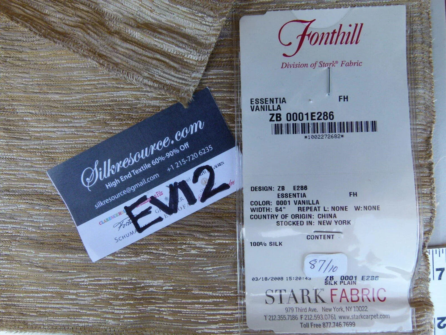 19 Ev12 Scalamandre Showroom Sample Square Essentia Vanilla Textured Silk Old World Weavers MSRP USD 204/y