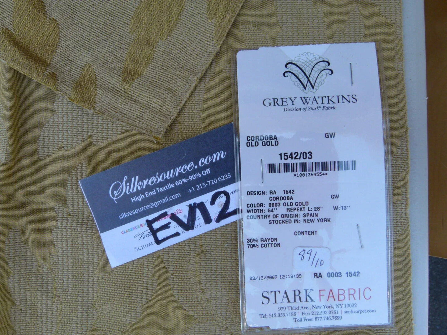 31 Ev12 Scalamandre Showroom Sample Square Cordoba Old Gold Chenille Woven Foliage Acanthus MSRP USD 176/Y Grey Watkins