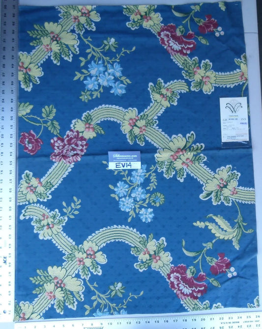 4 Ev14 Scalamandre Sample Square Tiepolo Marine Floral Lampas