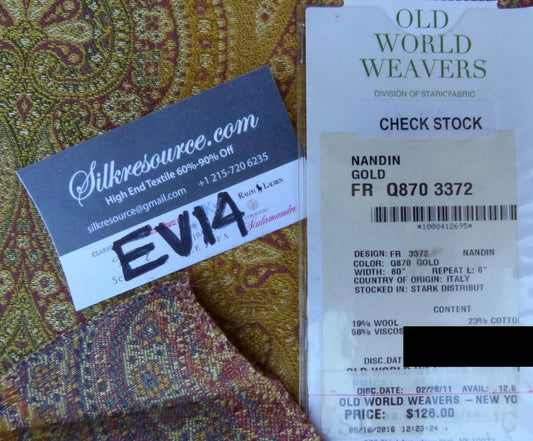 21 Ev14 Scalamandre Sample Square Nandin Gold