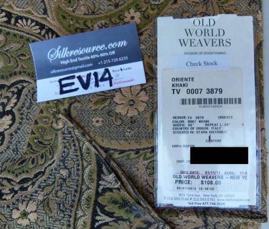 23 Ev14 Scalamandre Sample Square Oriente Khaki