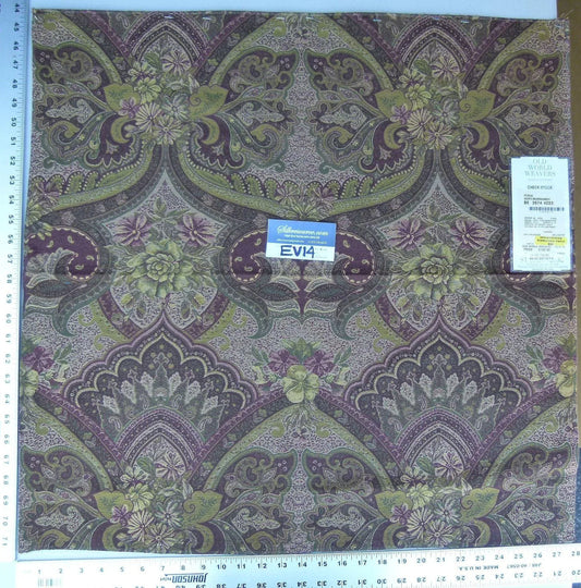 24 Ev14 Scalamandre Sample Square Itaca Vert Burgundy