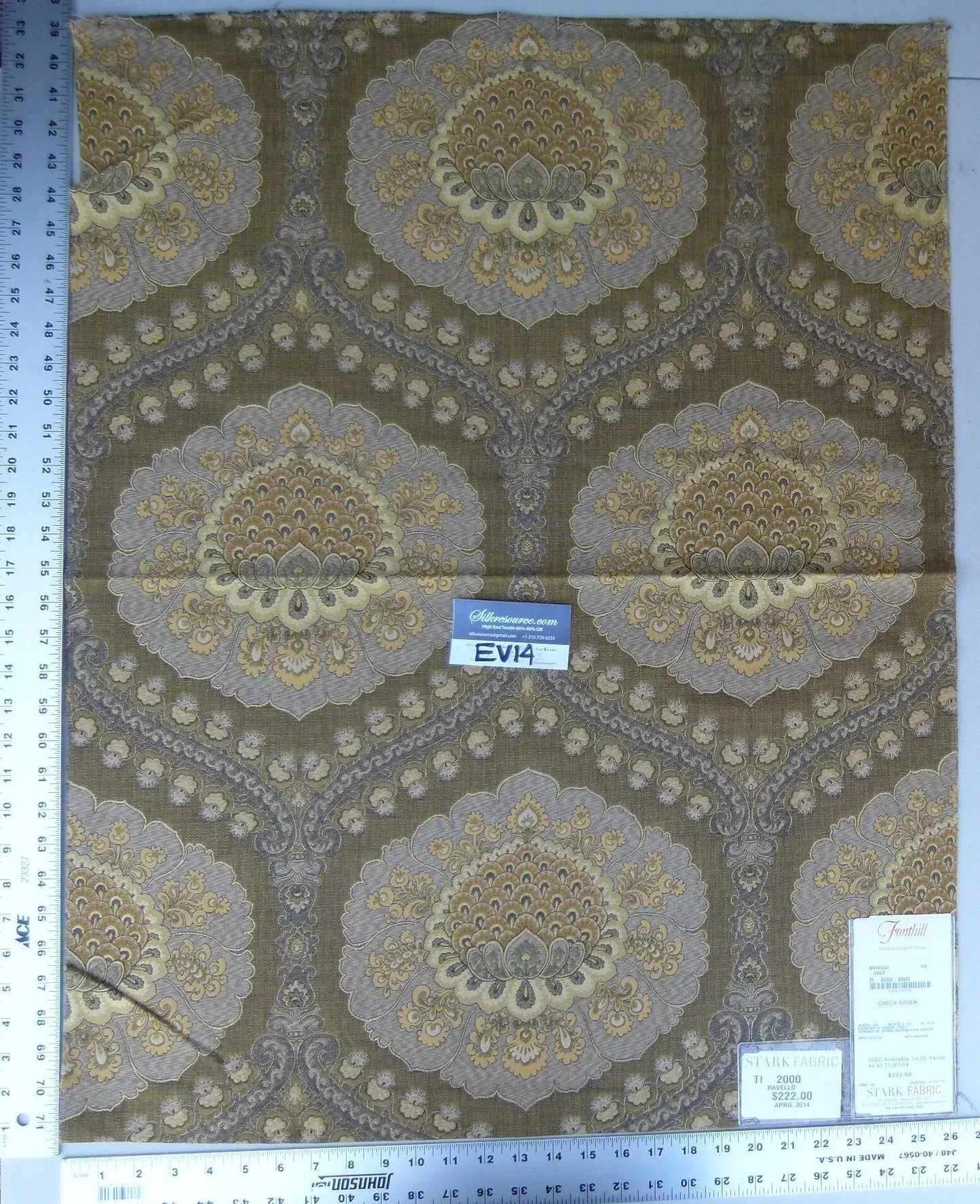 26 Ev14 Scalamandre Sample Square Ravello Gold