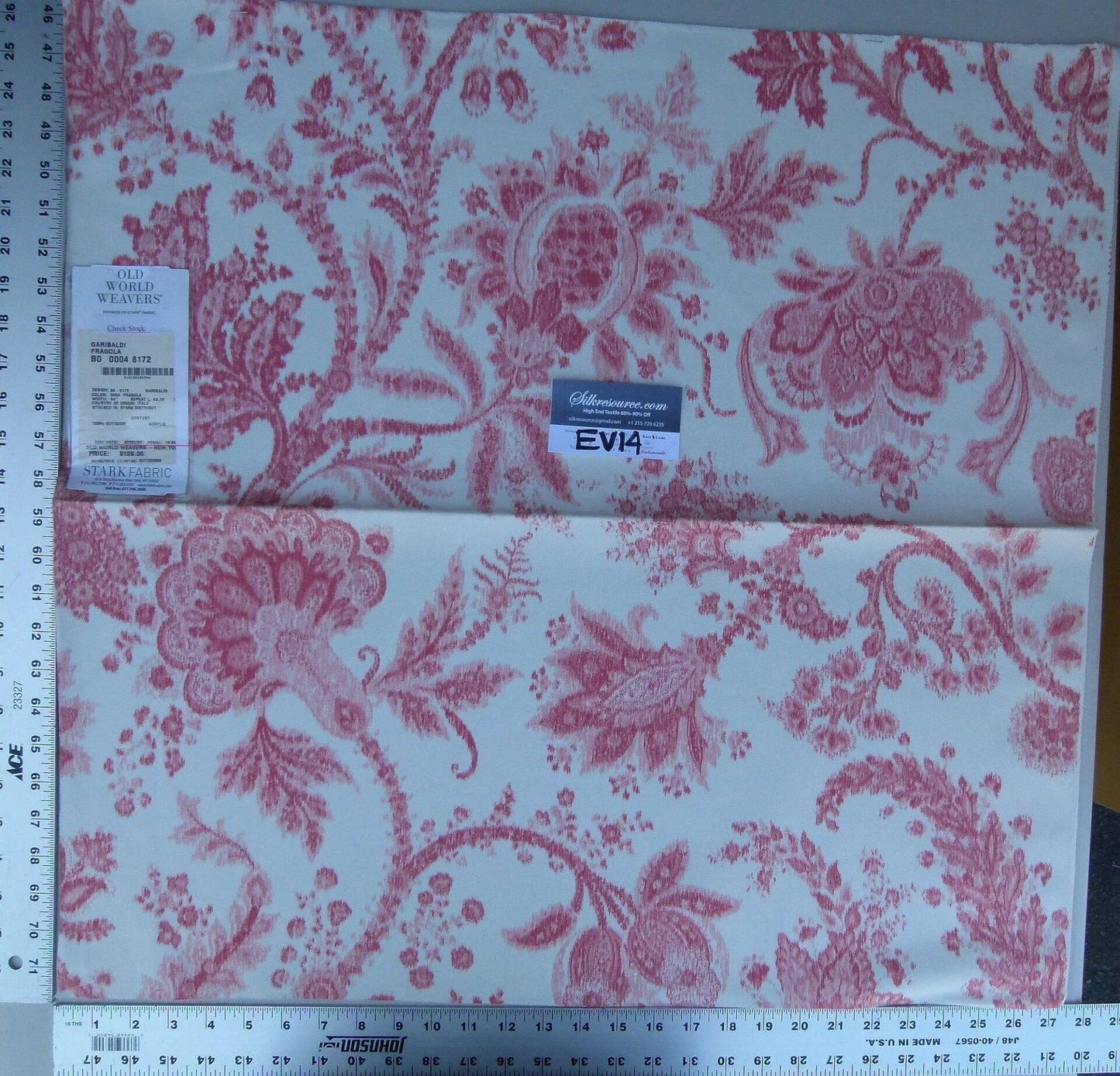 29 Ev14 Scalamandre Sample Square Garibaldi Fragola