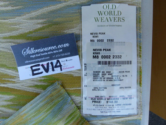 32 Ev14 Scalamandre Sample Square Nevis Peak Kiwi