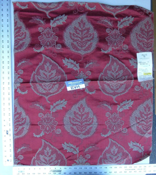 38 Ev14 Scalamandre Sample Square Leaves Resset Crimson