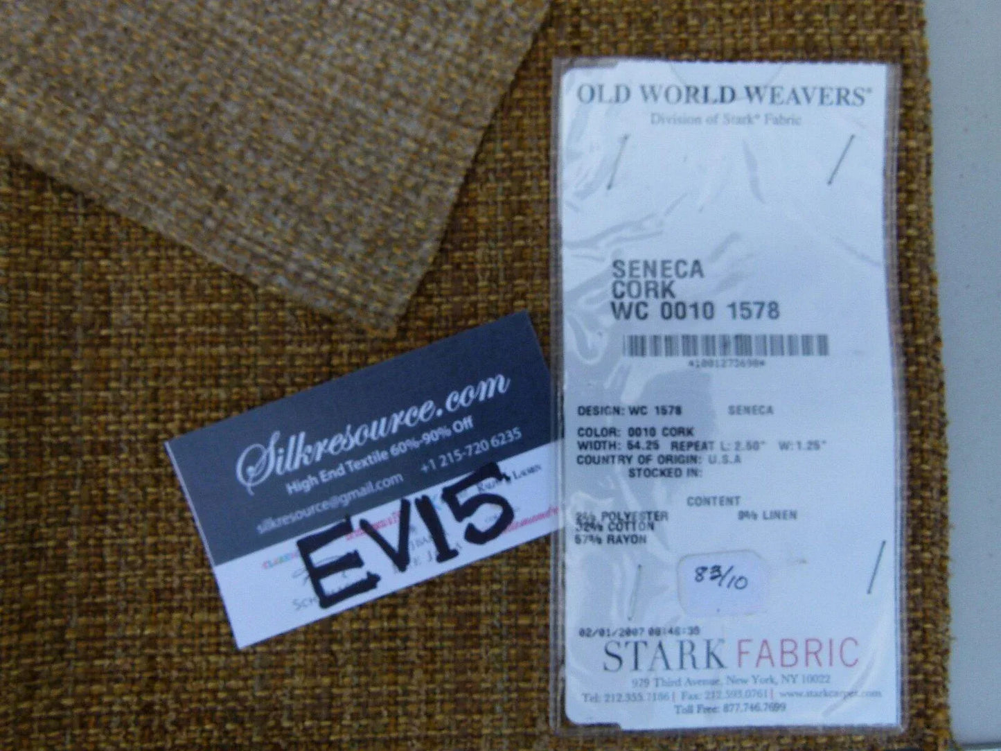 5 Ev15 Scalamandre Showroom Sample Square Seneca Cork Warm Golden Brown Woven Reversible