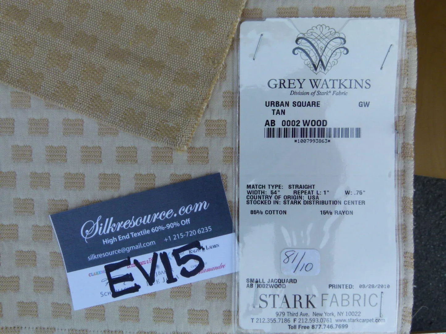 21 Ev15 Scalamandre Showroom Sample Square Urban Square Tan Cotton Jacquard