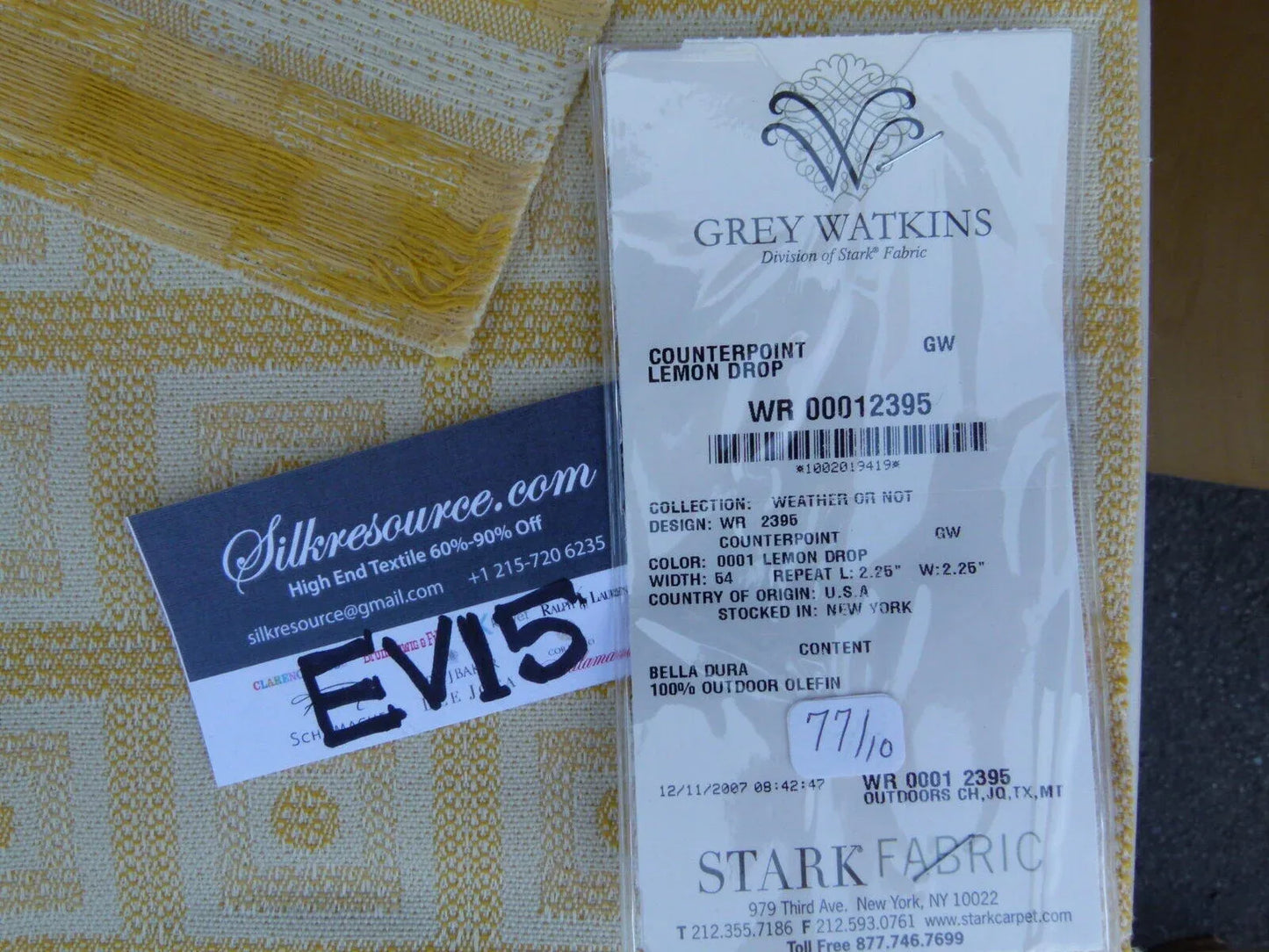 32 Ev15 Scalamandre Showroom Sample Square Counterpoint Lemondrop Outdoor Olefin Yellow Geometric