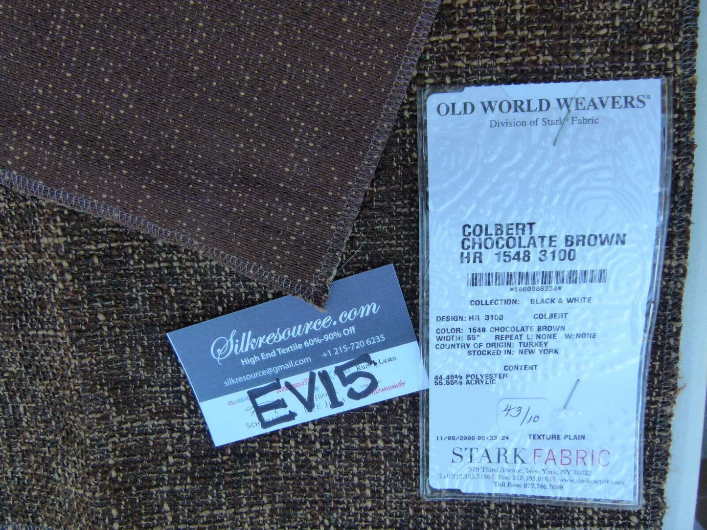 51 Ev15 Scalamandre Showroom Sample Square Colbert Chocolate Brown Woven