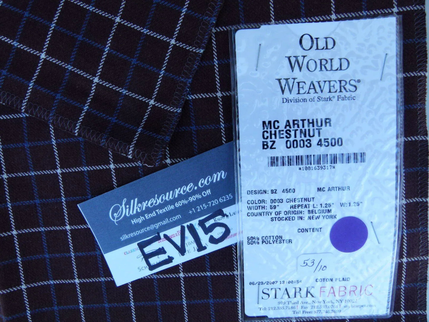 52 Ev15 Scalamandre Showroom Sample Square Mc Aurthur Chestnut Brown Plaid