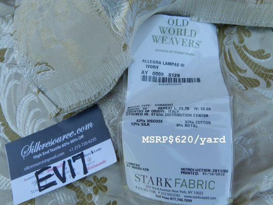 Timeless Scalamandre Allegra Lampas III in Ivory Yellow Beige Color- 2 yards - MSRP USD 620/Y