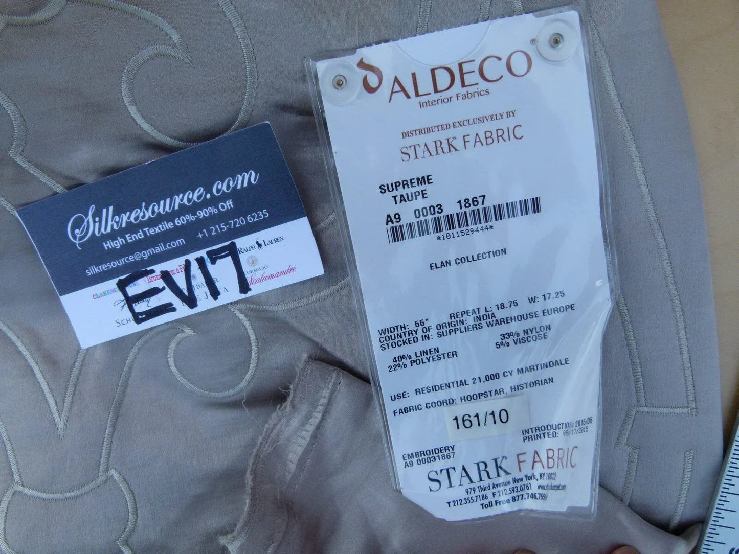 15 Ev17 Scalamandre Sample Square Supreme Tuape