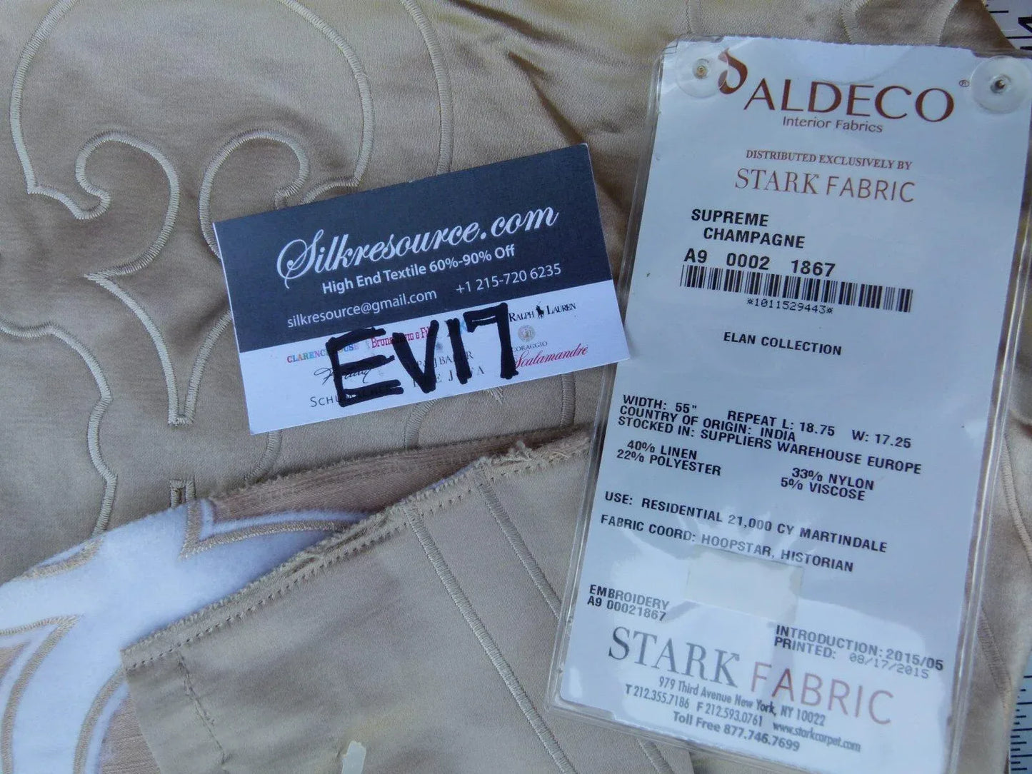 16 Ev17 Scalamandre Sample Square Supreme Champagne Beige