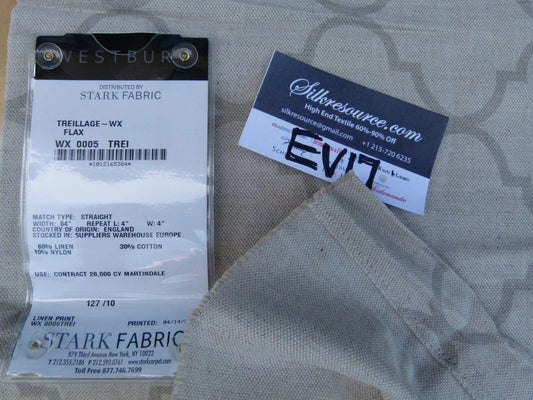 19 Ev17 Scalamandre Sample Square Treillage Flax Beige