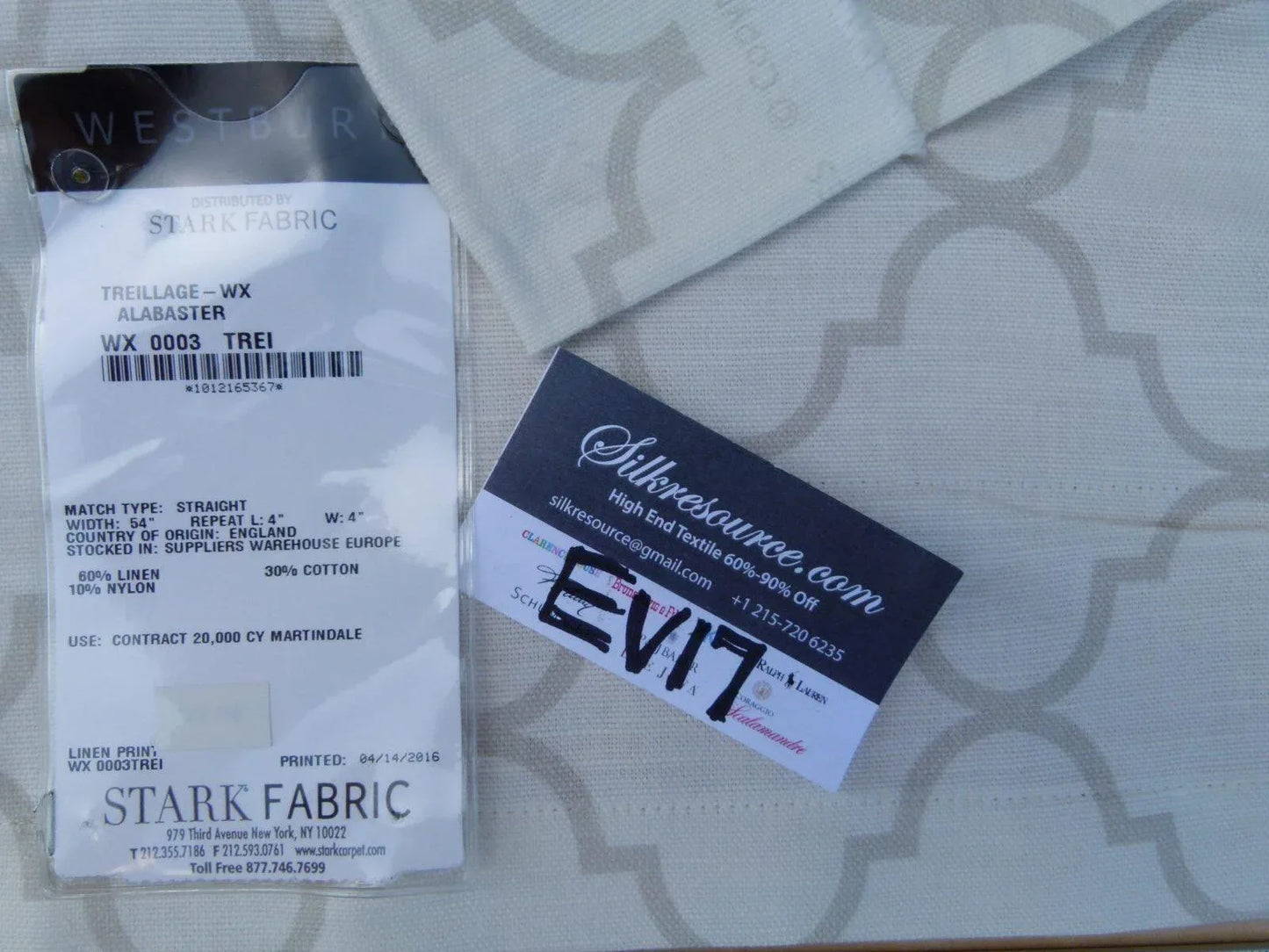 20 Ev17 Scalamandre Sample Square Treillage Alabaster Beige