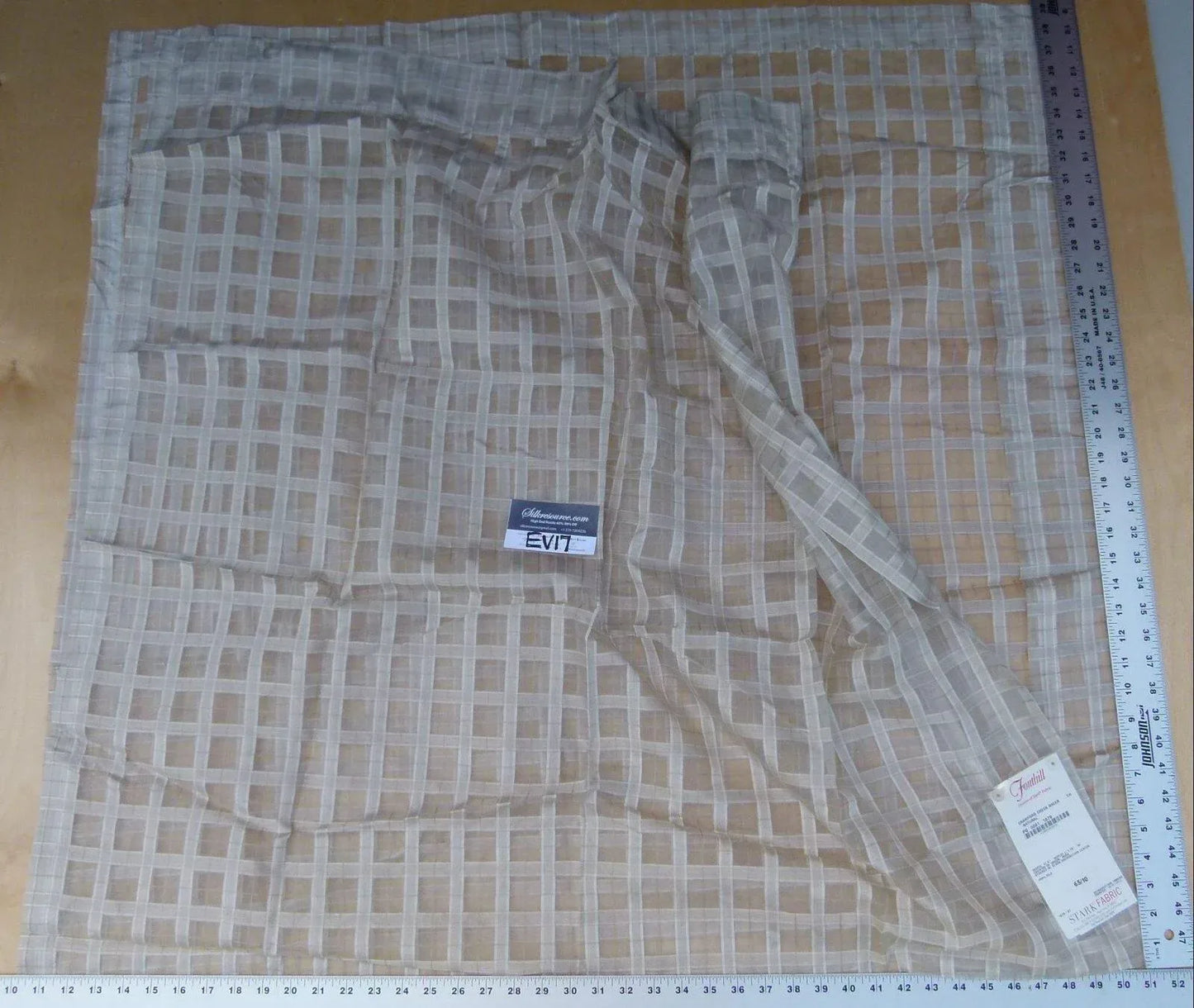 22 Ev17 Scalamandre Sample Square Crawford Check Sheer Natural Beige
