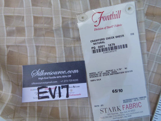 22 Ev17 Scalamandre Sample Square Crawford Check Sheer Natural Beige