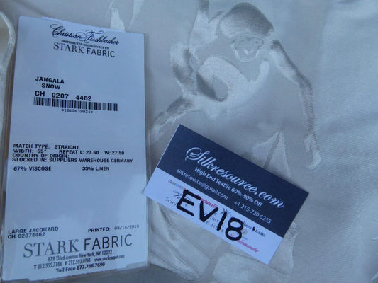 2 Ev18 Scalamandre 30"x68" Jangala Snow White Monkey Viscose Linen