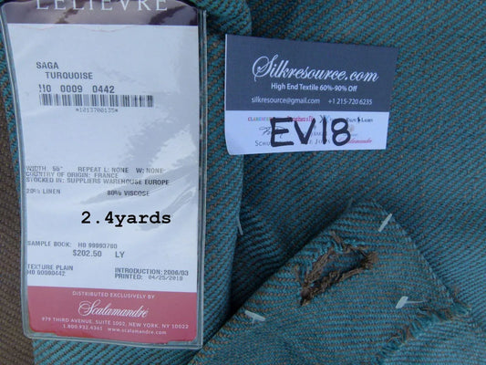 14 Ev18 Scalamandre 2.4y Saga Turquoise Brown Reversible Heavy MSRP USD 405/Y