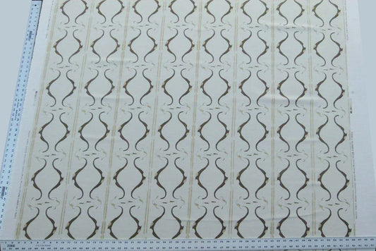 Scalamandre Helena Print Sea Spray Mocha Brown on Cream Ikat Ancient Ruins Greek Urn Linen MSRP USD 184/Y Old World Weavers