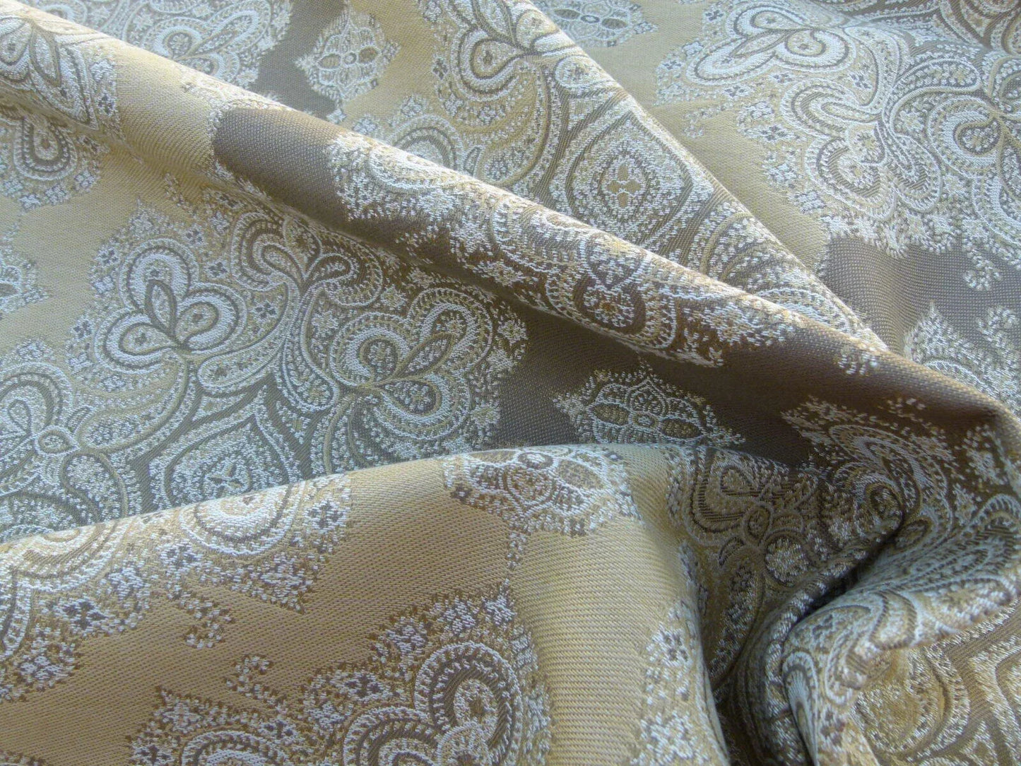 Scalamandre Devesh Dune Tan Brown Outdoor Paisley Woven MSRP USD 192/Y