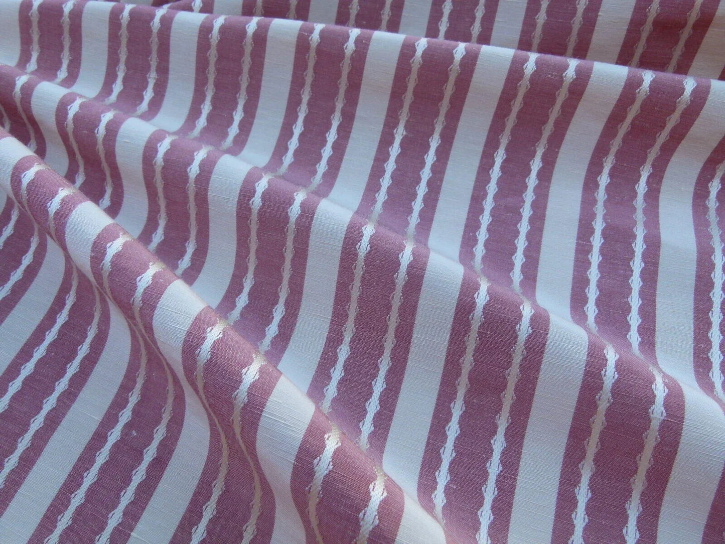 by yard Scalamandre Helsey Rose Red Pink Linen Silk Iridescent Stripe MSRP USD 296/Y
