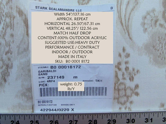 Scalamandre Garibaldi Sand Beige Tan Paisley Outdoor MSRP USD 172