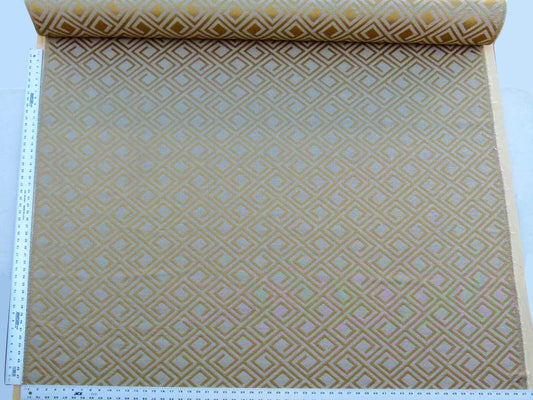 Scalamandre Eames Nutmeg Brown Gold Silk Woven Diamond Chenille Old World Weavers MSRP USD 280/Y